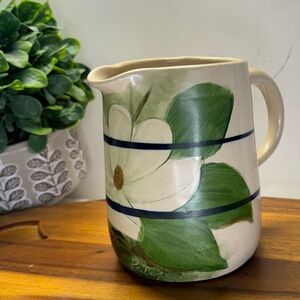 Marshall Pottery Hand Turned E J Humphries Stoneware Pitcher Floral Design